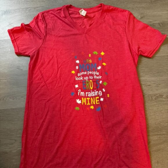 Red - Autism awareness- Autism Mom - Custom T-shirts - Picture 1 of 3